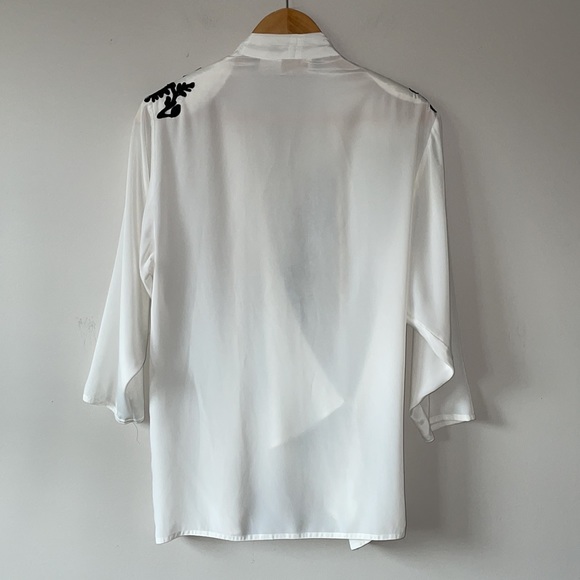 Victoria Secret Vintage Gold Label Wrap Blouse Black Applique - Picture 2 of 12